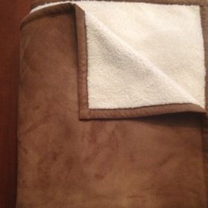 Brown suede reverse Sherpa throw