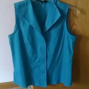 Turquoise sleeveless blouse