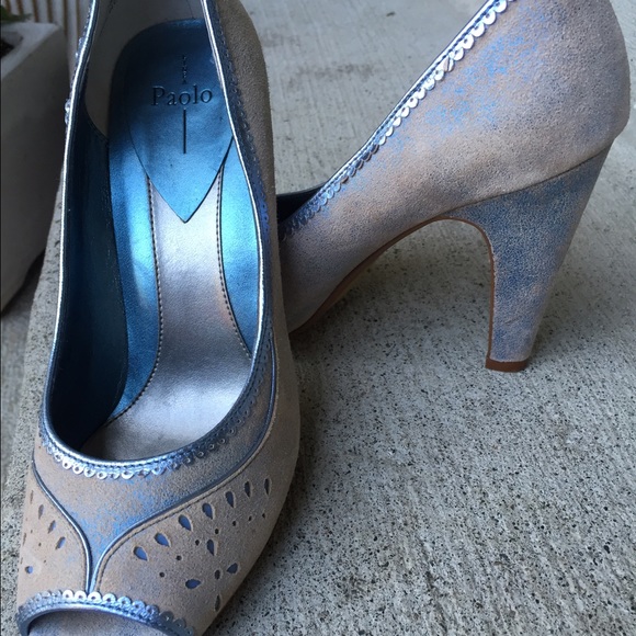 Blue Metallic shaded Suede Paolo Shoe