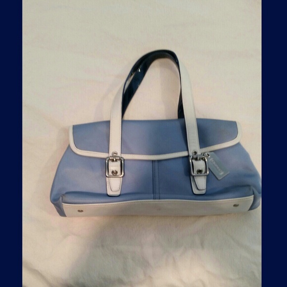 Coach Handbags - Light blue and white authentic Coach