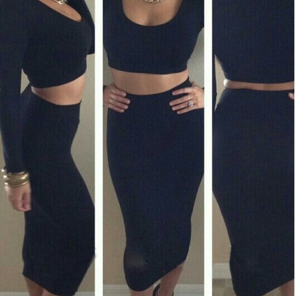 Body con crop top and skirt set