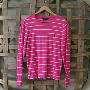 Ralph Lauren Pink striped and white long sleeve