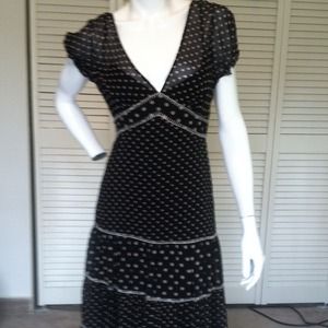 BCBGMaxazria silk black & white polka dot dress