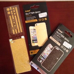 iPhone 5 Glitter Skin Bundle- black and gold!