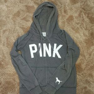Grey victorias secret pink zip up