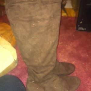 Tall dark brown boots!