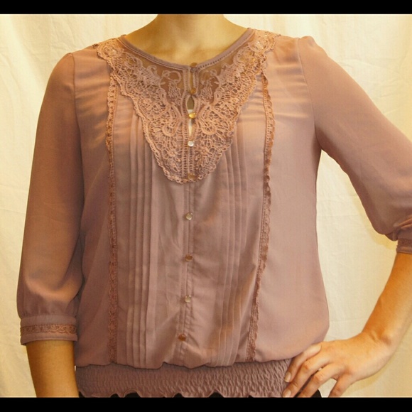 Blue Bird Victorian Style Pink Mauve Blouse
