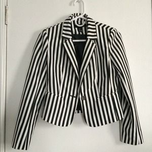 Black and White Striped Blazer - NWOT