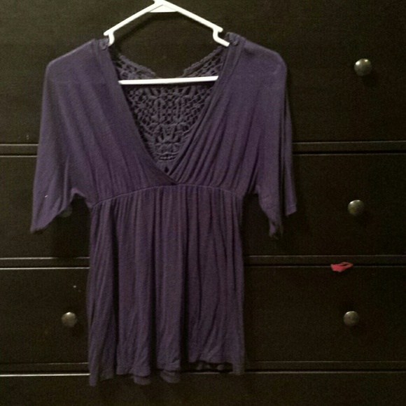 Navy blue v neck top - Picture 1 of 2