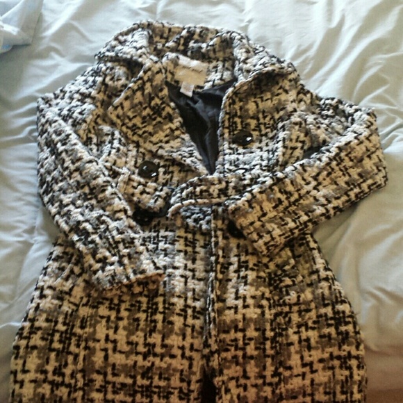 Black and white pea coat