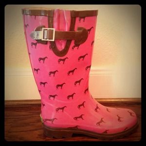 Pink cowgirl rain boots