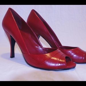 Maripe Red Peep Toe Heels