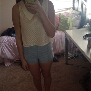 Cream peterpan collar top