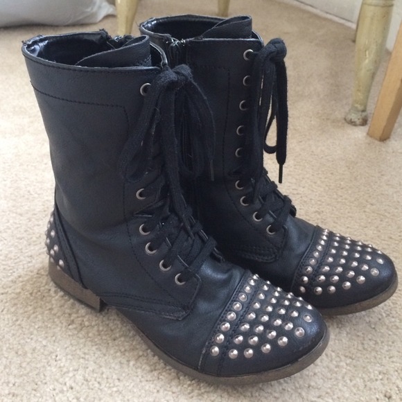 Black studded combat boots