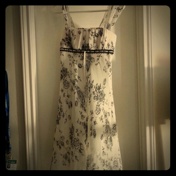 Girls White "My Michelle" dress with black flowers