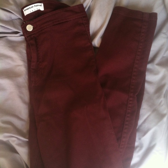 American Apparel high waisted burgundy jeans