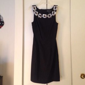 Short black dres with Sequin Collar