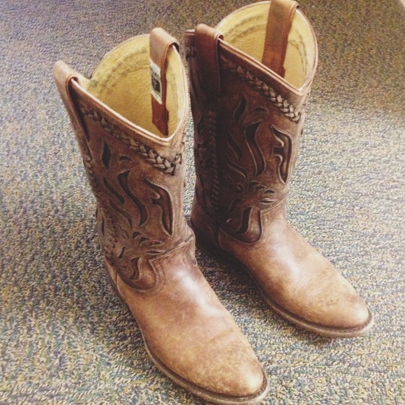 Frye Wyatt Overlay Cowgirl Boots - Cognac