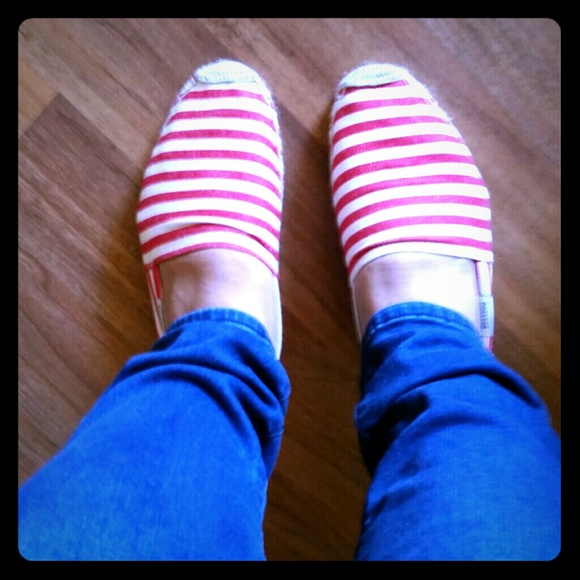 Red & White Striped Flats