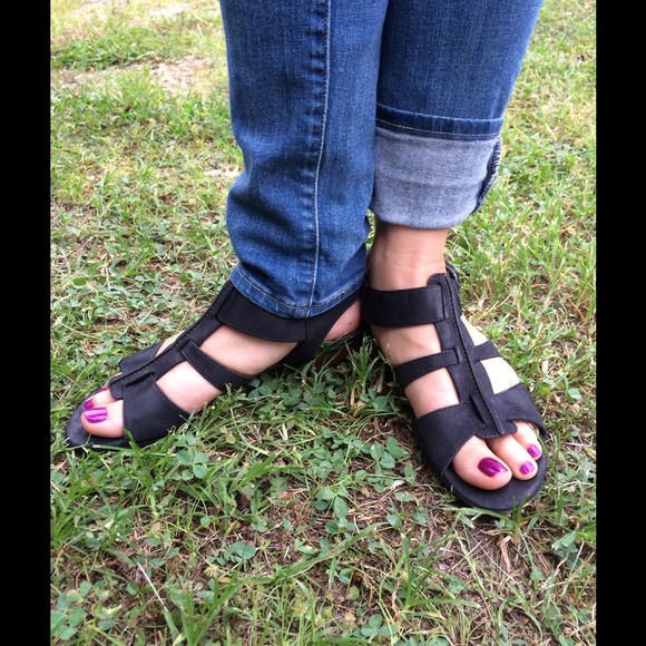 Paul Green Suede Black Sandals