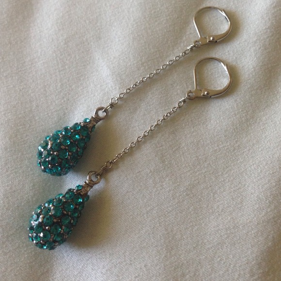 Blue crystal drop earrings