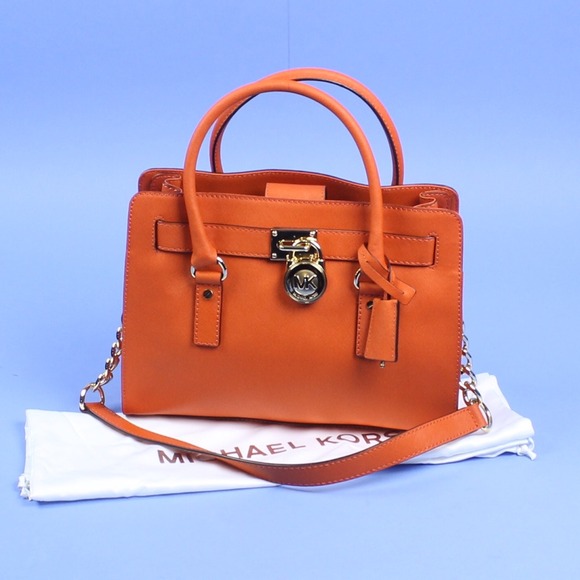 MICHAEL KORS Orange Hamilton Leather Satchel
