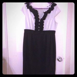 White and black Jessica Howard cocktail dress.