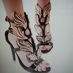 Brand new gold and black high heel