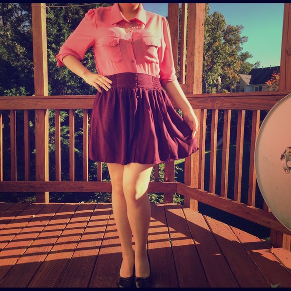 Polka dot burgundy skirt
