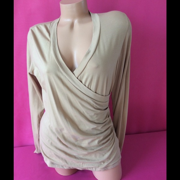 Womens CAbi Long Sleeve V Neck Wrap Shirt Top Sz L