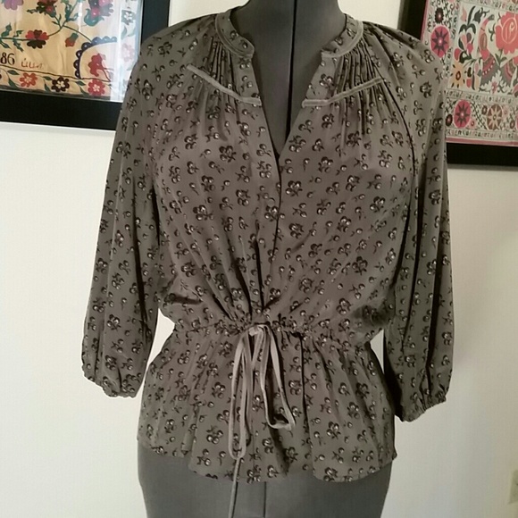 Cherry print silk blouse