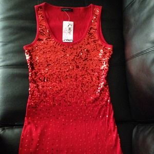 Love culture red sequin tank top with size large