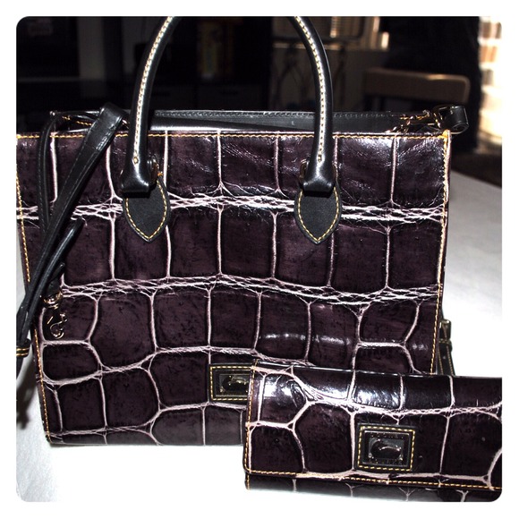 Dooney & Bourke deep purple bag and wallet