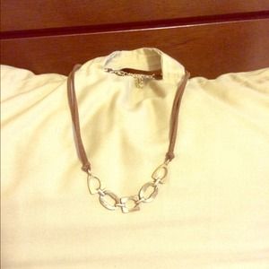 Lia Sophia leather band reversible necklace