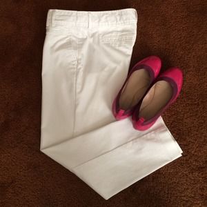 Banana Republic white satin cropped pants