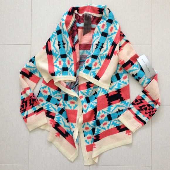 Colorful Aztec Tribal Print Emily Cardigan Sweater