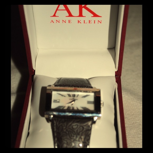 Anne Klein Womens' watch grey leather band