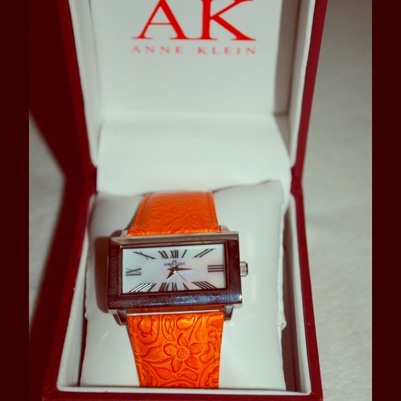 Anne Klein women's watch with orange leather band