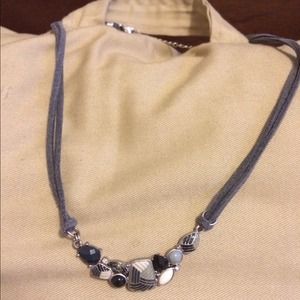 Authentic Lia Sophia gray leather band necklace