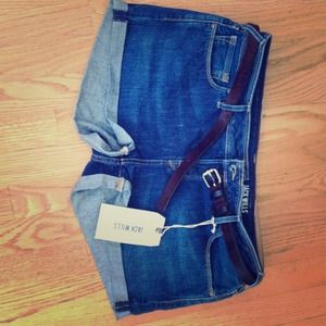 Denim shorts and leather belt