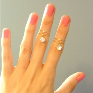 Set of 2 gold stone midi knuckle rings