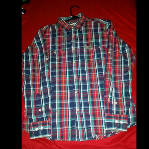 Red and blue dress shirt