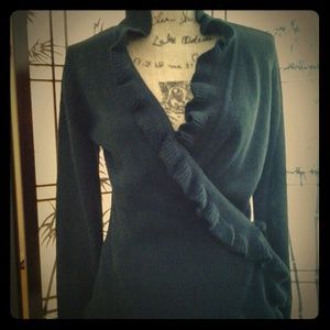 New Black wrap ruffle sweater