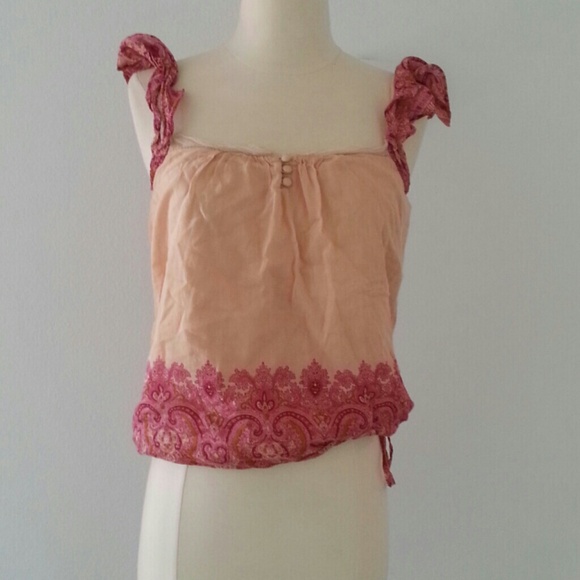 Lucky Brand Tan and Paisley Tank