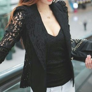 NWOT black lace blazer