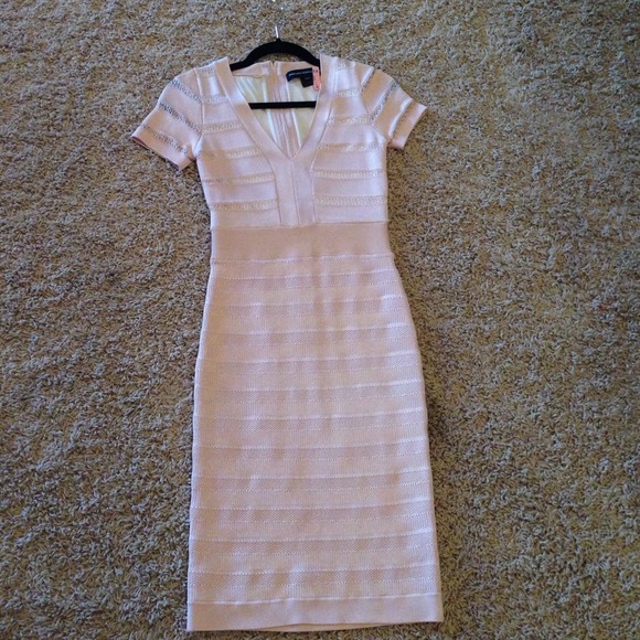 French Connection Bandage Dress in Pale Pink