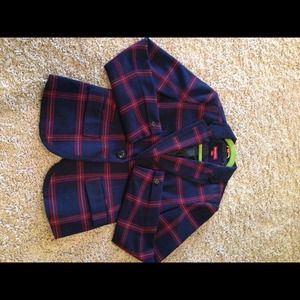 Navy blue and red plaid blazer from Target