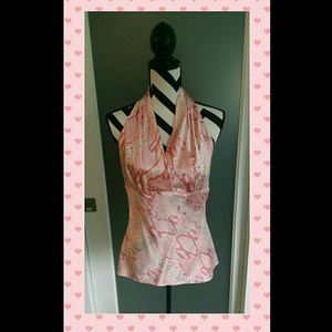 Pink Printed Silk Halter