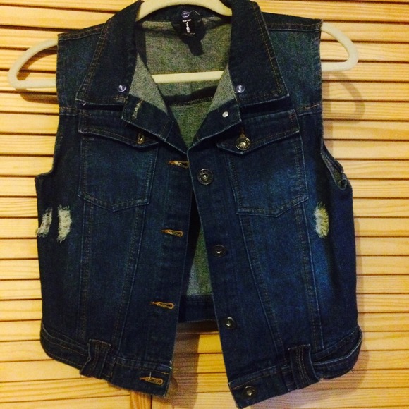 Dark Blue sleeveless Jean Jacket