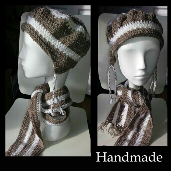 Handmade crochet scarf and hat set